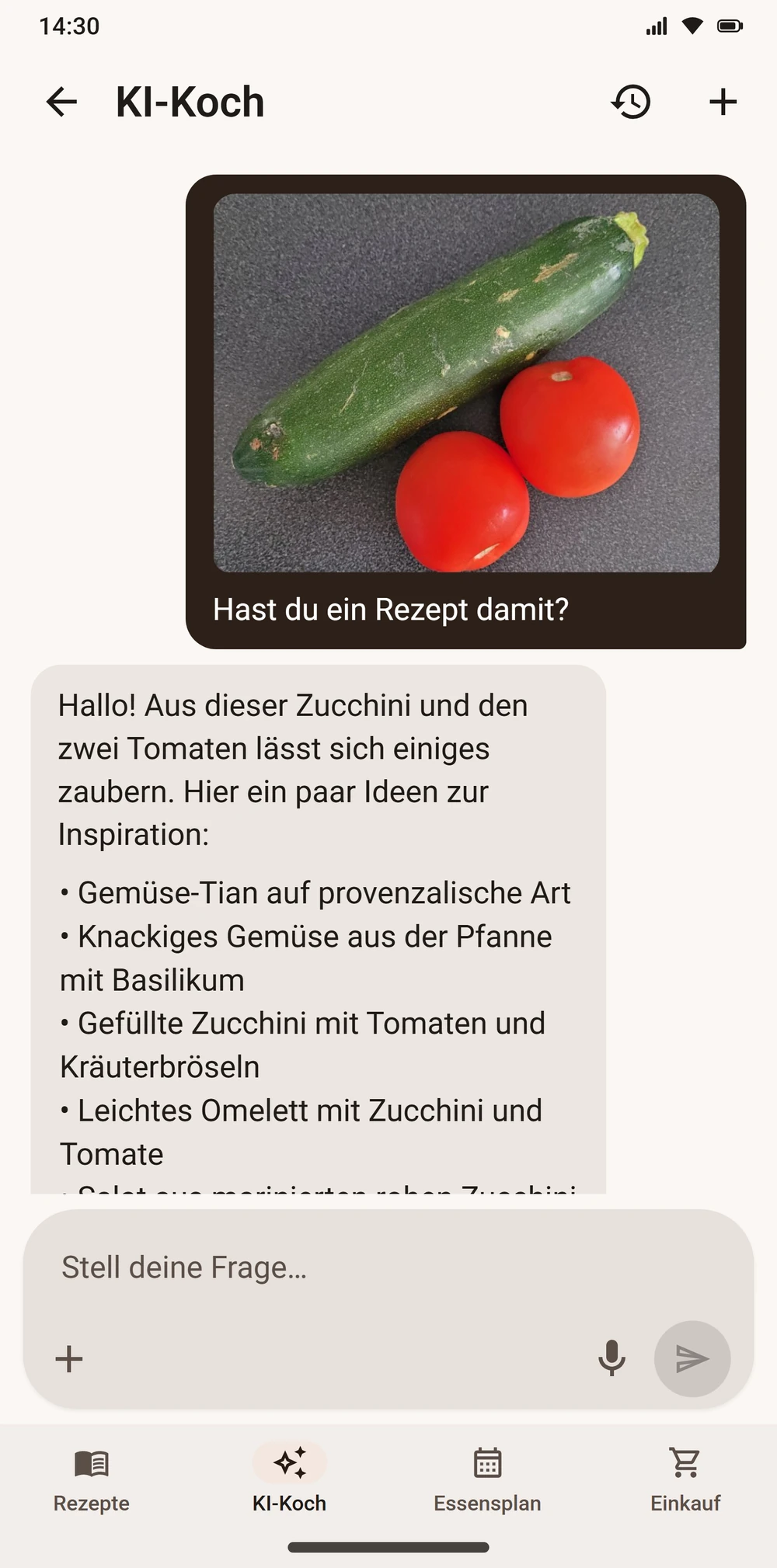 Der KI-Koch von Aloumi schlägt Rezeptideen vor