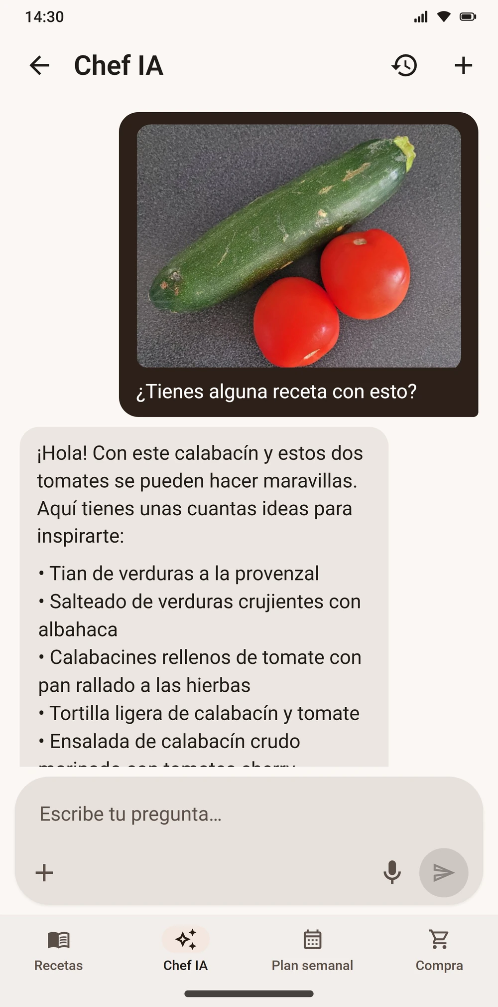 El Chef IA de Aloumi propone ideas de recetas