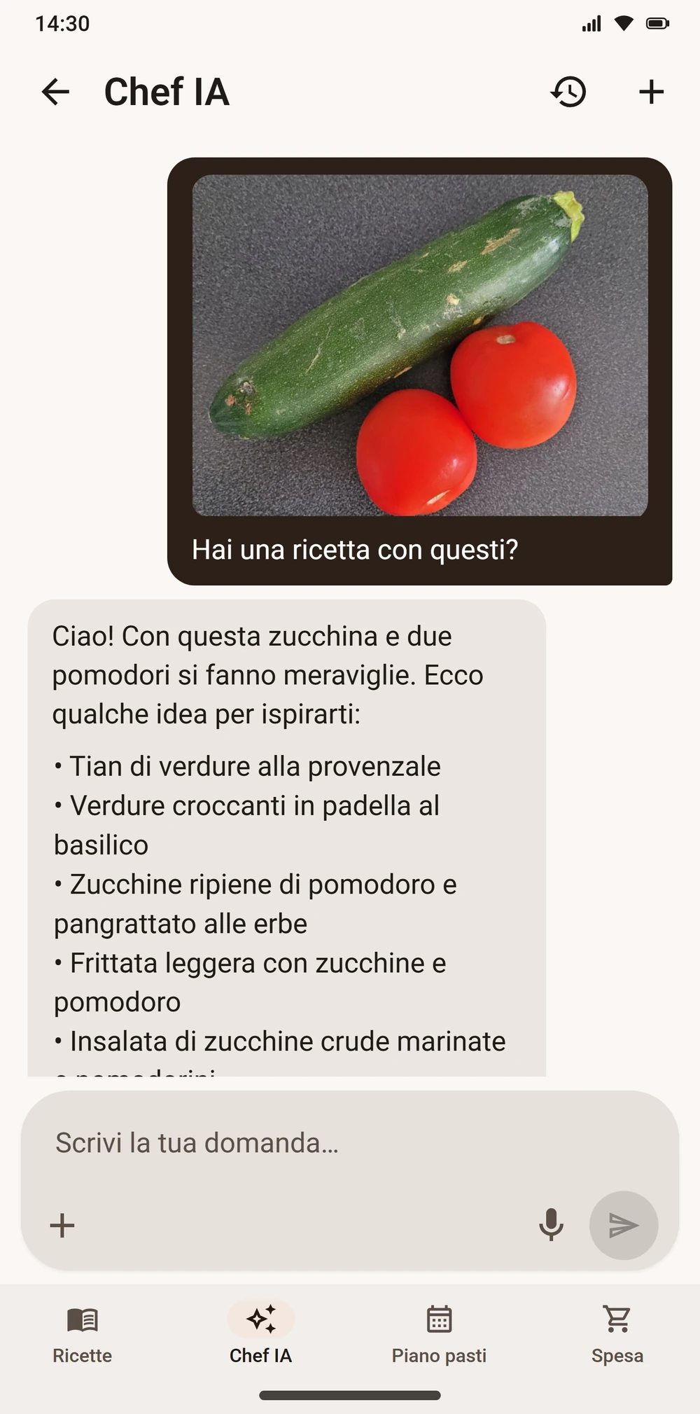 Il Chef IA di Aloumi propone idee di ricette